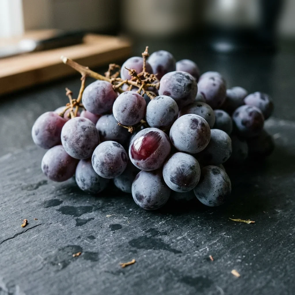 How to store Grapes - Firm purple grapes with an even dusty white bloom across the skins.