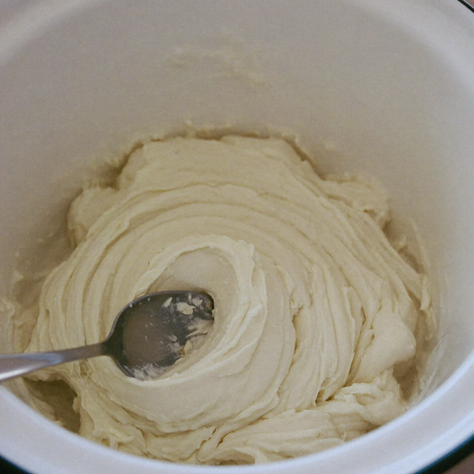 A half-used crock of vegetable shortening that still looks white
